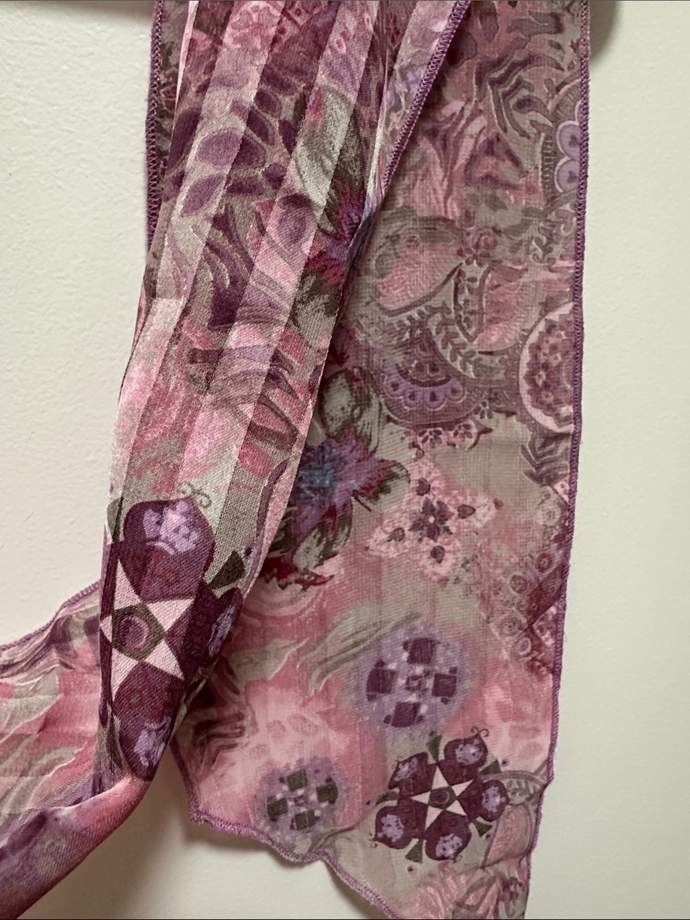 Pink Floral Lightweight Scarf - Women's Accessory - Picture 3 of 3